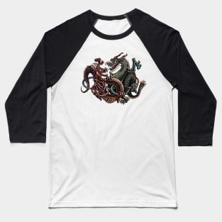 Dragons Fighting in Rings Baseball T-Shirt